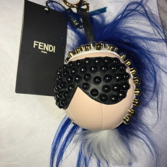 FENDI Karlito - Made in Italy - Karl Lagerfeld Studded Key Holder Bag Charm New! - Picture 13 of 16